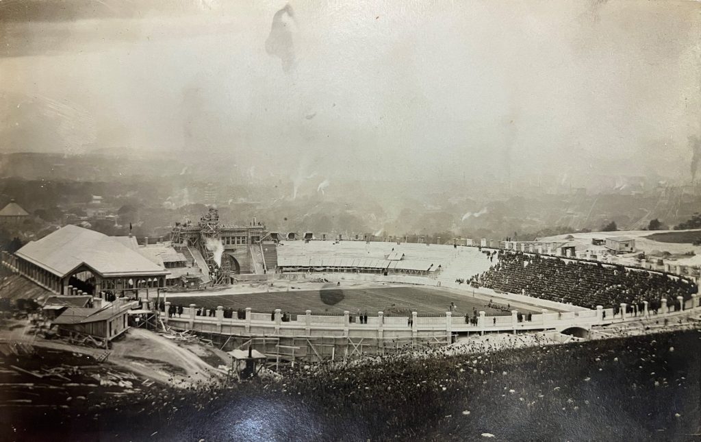 American football stadium filled with fans during a game